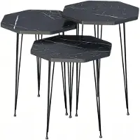AEA Elegantes schwarzes Couchtisch-Set aus Holz und Metall
