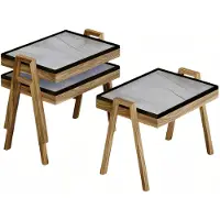 AEA Couchtisch-Set Holz Beige Modern Elegant Wohnzimmermöbel