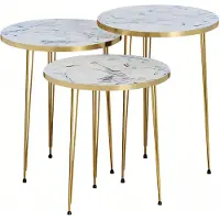 AEA Elegantes Beiges Couchtisch-Set aus Holz und Edelstahl