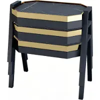 AEA Schwarzes Holz Couchtisch-Set modern eleganter Stil