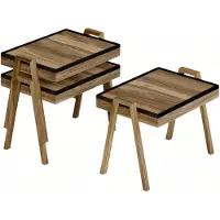 AEA Eleganter brauner Holz-Couchtisch-Set im modernen Design