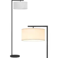HOMCOM Lampadaire lampe à pied abat-jour en tissu de lin base ronde stable pour salle bureau chambre à coucher 47 x 37 x 153 cm noir et blanc