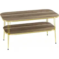 AEA Eleganter brauner Couchtisch aus Holz mit Edelstahl in modernem Design