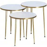 AEA Elegantes weißes Couchtisch-Set aus Holz und Edelstahl