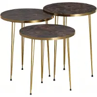 AEA Elegantes braunes Couchtisch-Set aus Holz und Edelstahl