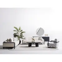 AEA Ensemble de salon moderne en bois beige avec canapé et table basse