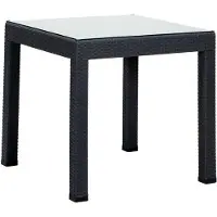 AEA Gartentisch aus Rattan Tisch anthrazitfarben robuster, stilvoller Tisch