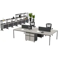AEA Graues Büro-Set Designer Garnitur Schreibtisch Sideboard Couchtisch