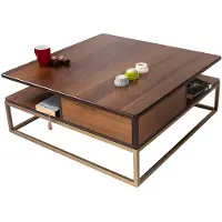 AEA Quadratischer Couchtisch mit Büchernische und stilvollem Sockel