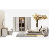 AEA Schlafzimmer Set Bett 2х Nachttische Schminktisch Spiegel Hocker Modern 7tlg