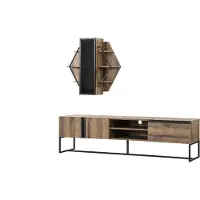 AEA Gruppe TV Ständer Schrank RTV Lowboard Wohnzimmer Regale Braun Holz