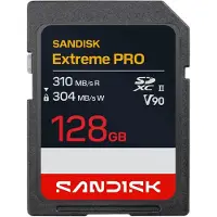 SanDisk Carte SD Extreme PRO UHS-II V90 - 128 Go, 128 Go, SDXC, 310 Mo/s, 304 Mo/s, V90, Noir