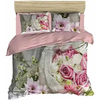 L'essentiel Maison , Adal- PRL1213, Rose, Couettes, dessus de couette et taie d'oreiller : 100 % micro-satin polyester