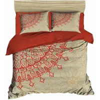 L'essentiel Maison , Adal- PRL1284, rouge, couettes, dessus de couette et taie d'oreiller : 100 % microsatin polyester