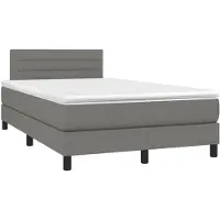 vidaXL Lit boxspring avec matelas gris foncé 120x190 cm Tissu
