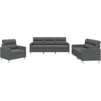 vidaXL Ensemble de canapés 3 pièces avec coussins Tissu gris foncé