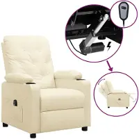 vidaXL Fauteuil relax électrique Crème similicuir