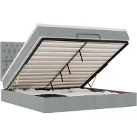 vidaXL Lit ottoman avec matelas & LEDs gris clair 180x200 cm Tissu