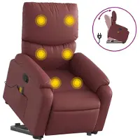 vidaXL Fauteuil de massage avec releveur vin rouge similicuir