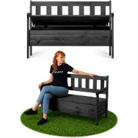 Kadax Banc de jardin en bois avec dossier 120 cm avec coffre, terrasse, balcon, anthracite