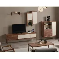 AEA Stilvolles Wohnzimmer-Set Designer TV-Lowboard 2 Wandregale Kommode