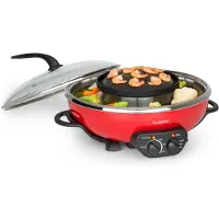 Klarstein Szechuan Hot Pot 5 litres & plaque de grill Ø 22cm 1350W - Rouge