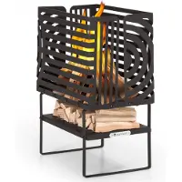 Blumfeldt Brasero Exterieur pour le Jardin et Terrasse, Brasero Portable, Couvercle Pare-Etincelles, Bol en Acier, Brasero BBQ Circulaire avec Foyer Camping, Brûleur à Bois Résistant aux Intempéries