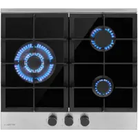Klarstein Plaque de Cuisson Gaz 3 Feux, Table de Cuisson à Gaz à 3 Brûleurs, Plaque Gaz de 6.2 kW, Piano Cuisine Gaz en Acier Inoxydable, Plaque de Cuisson Gaz Encastrable, Plaque a Gaz Cuisine Inox
