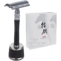 Feather Rasoir WS-D2S Rasoir à lames Pièces métalliques en acier inoxydable Éléments en bois Support