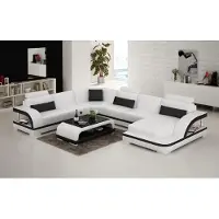 AEA Ledersofa Couch Wohnlandschaft Ecksofa Eck Garnitur Design Modern Sofa mit USB