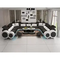 AEA Wohnlandschaft Relax Fußstütze Ecksofa Polster Garnitur Sofa Couch Ecke + USB