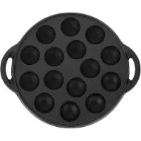 Markenlos Poêle en fonte pour escargots et boulettes de viande, avec 15 alvéoles, surface lisse et design pratique, idéale pour les hôtels et la cuisine occidentale, de couleur noire