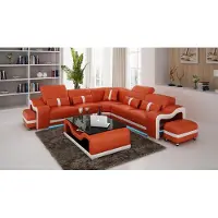 AEA Ledersofa Couch Wohnlandschaft Ecksofa Eck Garnitur Design Modern Sofa G8027