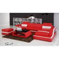 AEA Ledersofa Couch Wohnlandschaft Ecksofa Eck Garnitur Design Modern Sofa mit USB