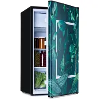 Klarstein CoolArt - Combiné réfrigérateur-congélateur, réfrigérateur avec 2 niveaux de refroidissement, façade design, thermostat avec 5 niveaux, 0 à 10 ° C, capacité 79 litres - design forêt