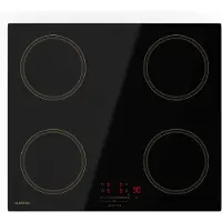 Klarstein Victoria Plaque À Induction Encastrable - 4 Zones, 7000 W Avec Boosters, Curseur & Minuterie, Verrouillage Parental, Vitrocéramique Noire, Largeur 59 cm