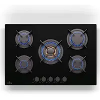 Klarstein Tables de Cuisson à Gaz, Plaque de Cuisson Gaz à 5 Brûleurs, Table de Cuisson Encastrable à 5 Feux de 10400W, Cuisiniere Gaz, Gaziniere Gaz avec Brûleurs en Acier Inoxydable, Cuisinières GPL
