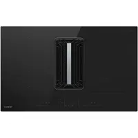 Klarstein AirJet Hybrid Table à induction avec Hotte intégrée - 12 kW, 750 m³/h, CEE A++, 9 Niveaux,tactile, Filtre aluminium & charbon, 58 dB, 90 cm