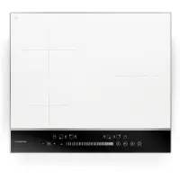 Klarstein DualTone Hybrid Plaque Cuisson à Induction - 4 Zones, 7200 W, Flex Zone,par Curseur, Fonction Booster & Minuterie, Cadre Aluminium, Blanc, 60 cm