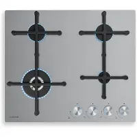 Klarstein Illuminosa 4 Plaque De Cuisson Gaz, 4 Brûleurs Sabaf, 4kW, Acier Inoxydable, Allumage Électrique, Supports Magnétiques, Pour Gaz Naturel & GPL, 59x13x51 cm