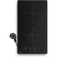 Klarstein PowerGlide Plaque Induction - 2 Zones, 3500W Boost, Plaque Cuisson Induction Encastrable, Curseur Tactile, Minuterie, Sécurité Enfant, Vitrocéramique 30cm, Noir