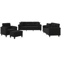vidaXL Ensemble de canapés 4 pièces avec coussins Noir Tissu microfibre