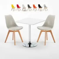 AHD Amazing Home Design Blanc Carré Table et 2 Chaises Mât intérieur en polypropylène coloré Nordica Cocktail - Gris clair