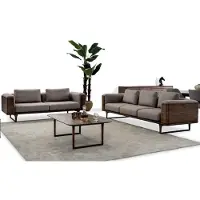 AEA Designen Wohnzimmer Set 2x Sofas mit Couchtisch Luxus Holz mit Textil