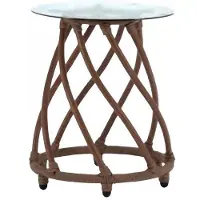 AEA Couchtisch Braun Beistelltisch Designer Couchtisch Terrasse Luxus Rattan Möbel