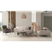 AEA Komplette Couchgarnitur Dreisitzer Zweisitzer Sessel Weiß Stoffsofas