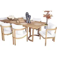 AEA Holz Gartenmöbel Set 7tlg Esstisch 6x Stühle Luxuriöse Stilvoller Garnitur