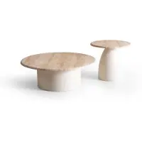 Xl Moebel Gmbh Moderner Couchtisch-Set mit natürlichen Tischplatten aus Stein