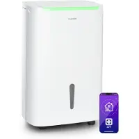 Klarstein DryFy Connect 50L Déshumidificateur Intelligent, 50L/24h, Wi-Fi App, Réservoir 7L, Minuterie 24h, Portable, Pour Salle de Bain & Pièces 45-55m², Blanc