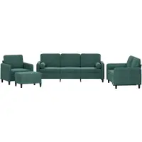 vidaXL Ensemble de canapés 4 pièces avec coussins vert foncé velours
